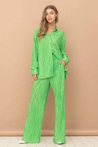 Pleated Blouse Pants Set