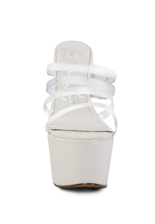 SHOTS UP ULTRA HIGH HEEL CLEAR STRAPS SANDALS