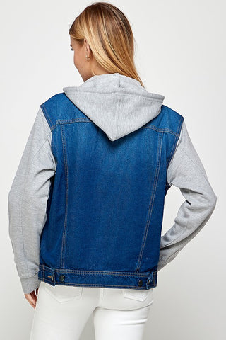 Women's Denim Jacket with Fleece Hoodies