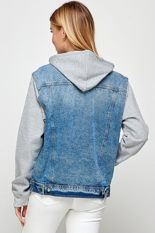 Women's Denim Jacket with Fleece Hoodies