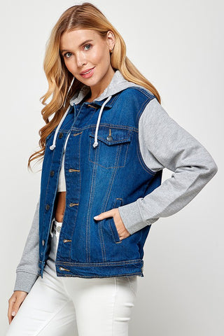 Women's Denim Jacket with Fleece Hoodies