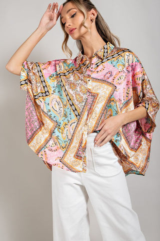 Printed Half Sleeve Blouse Top