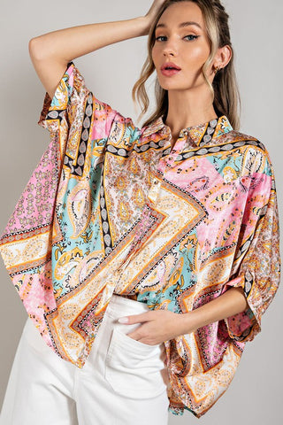 Printed Half Sleeve Blouse Top