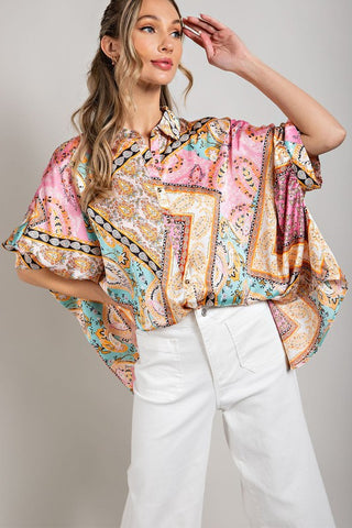 Printed Half Sleeve Blouse Top