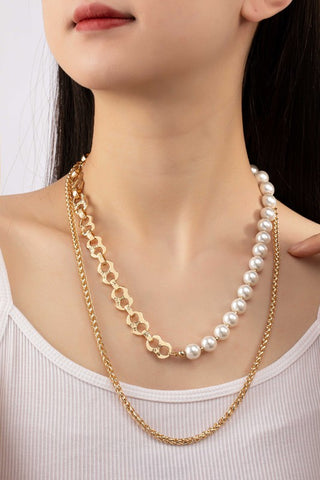 Pearl Chain Necklace | 2 Row Pearl Chain | UniBou, Inc