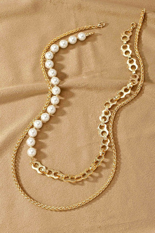 Pearl Chain Necklace | 2 Row Pearl Chain | UniBou, Inc