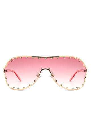 Oversize Rhinestone Fashion Aviator Sunglasses