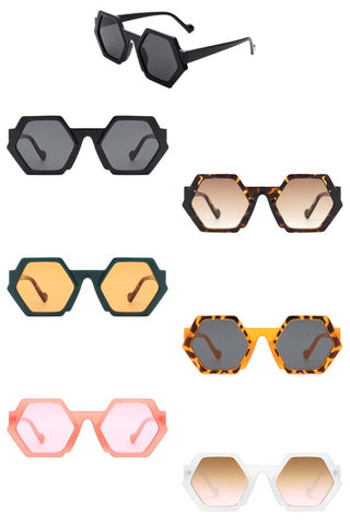 Geometric Round  Tinted Fashion Sunglasses