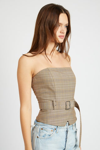 PEPLUM BELTED CORSET TOP