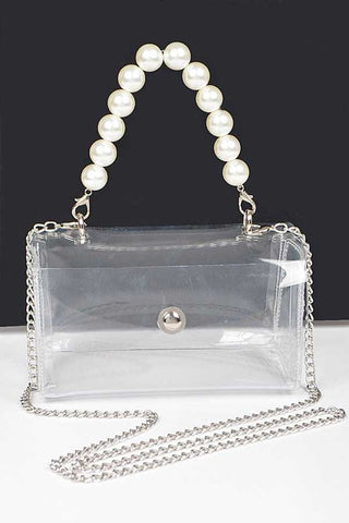 Pearl Handle Convertible Stadium Transparent Bag
