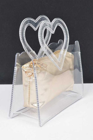 Heart Shape Handle  2 In 1 Stadium Transparent Bag