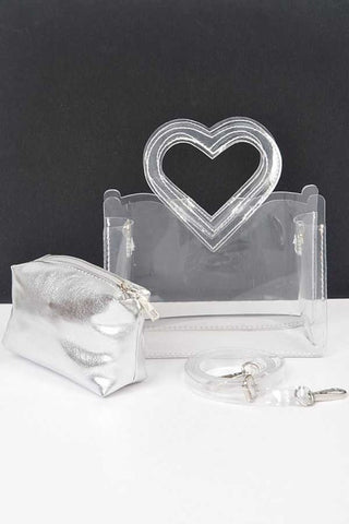Heart Shape Handle  2 In 1 Stadium Transparent Bag