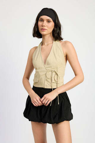 WRAPPED HALTER NECK TOP