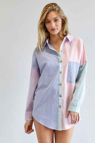 Multi Color Striped Button Down Shirt