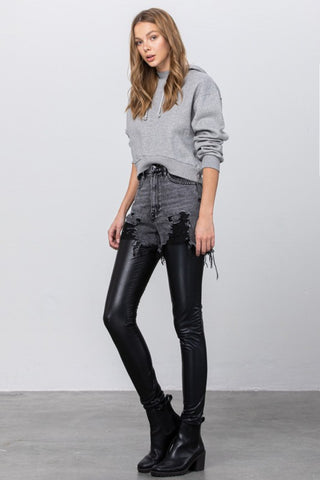 High Rise Leather Combo Skinny