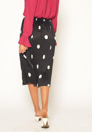 Pleione Polka Dot Pleated Midi Skirt