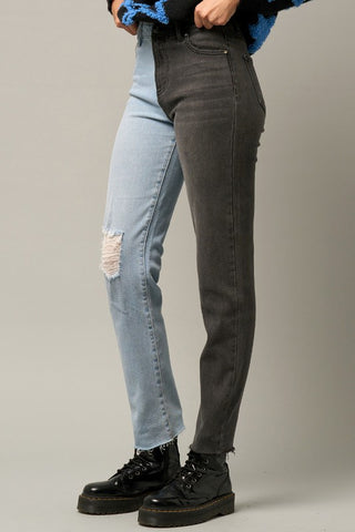 Two Tone Girlfriend Jeans