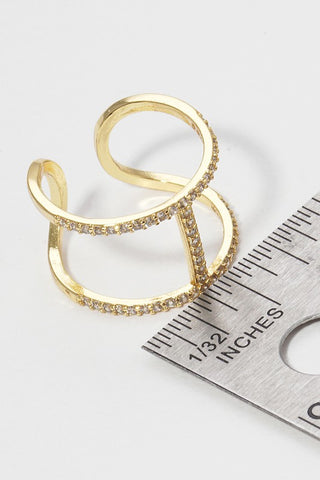 CZ Gold-Dipped Double Stack Adjustable Ring