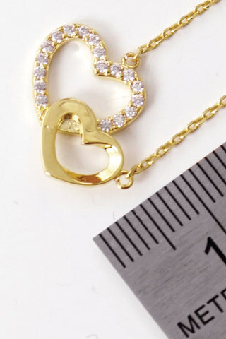 CZ Gold-Dipped Double Hearts Necklace