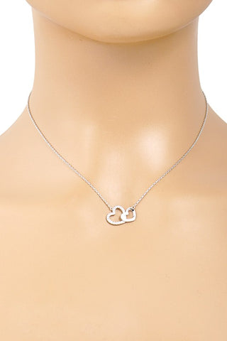 CZ Gold-Dipped Double Hearts Necklace