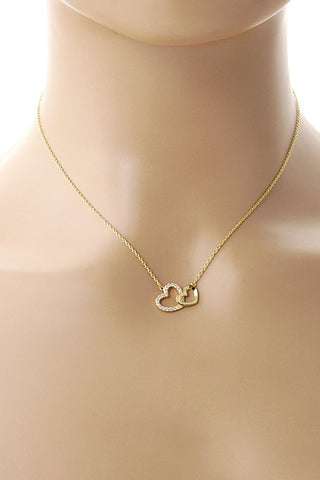 CZ Gold-Dipped Double Hearts Necklace