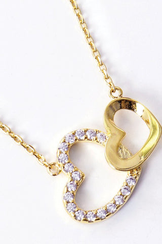 CZ Gold-Dipped Double Hearts Necklace
