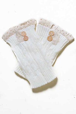 Crochet Button Trim Short Leg Warmers