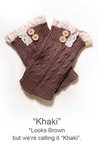 Crochet Button Trim Short Leg Warmers