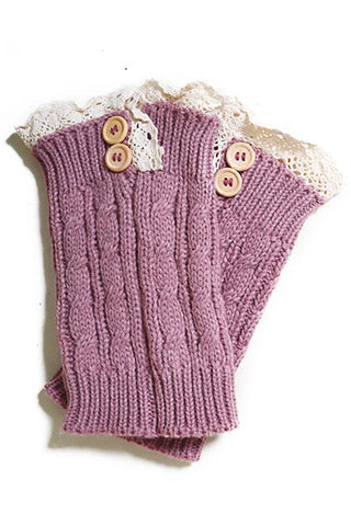 Crochet Button Trim Short Leg Warmers