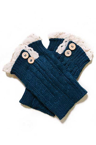 Crochet Button Trim Short Leg Warmers