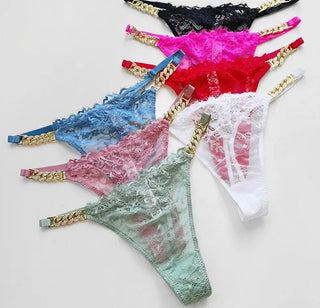 Lace Thong Chain Thong Low Waist Sexy Rhinestone Belt G-string